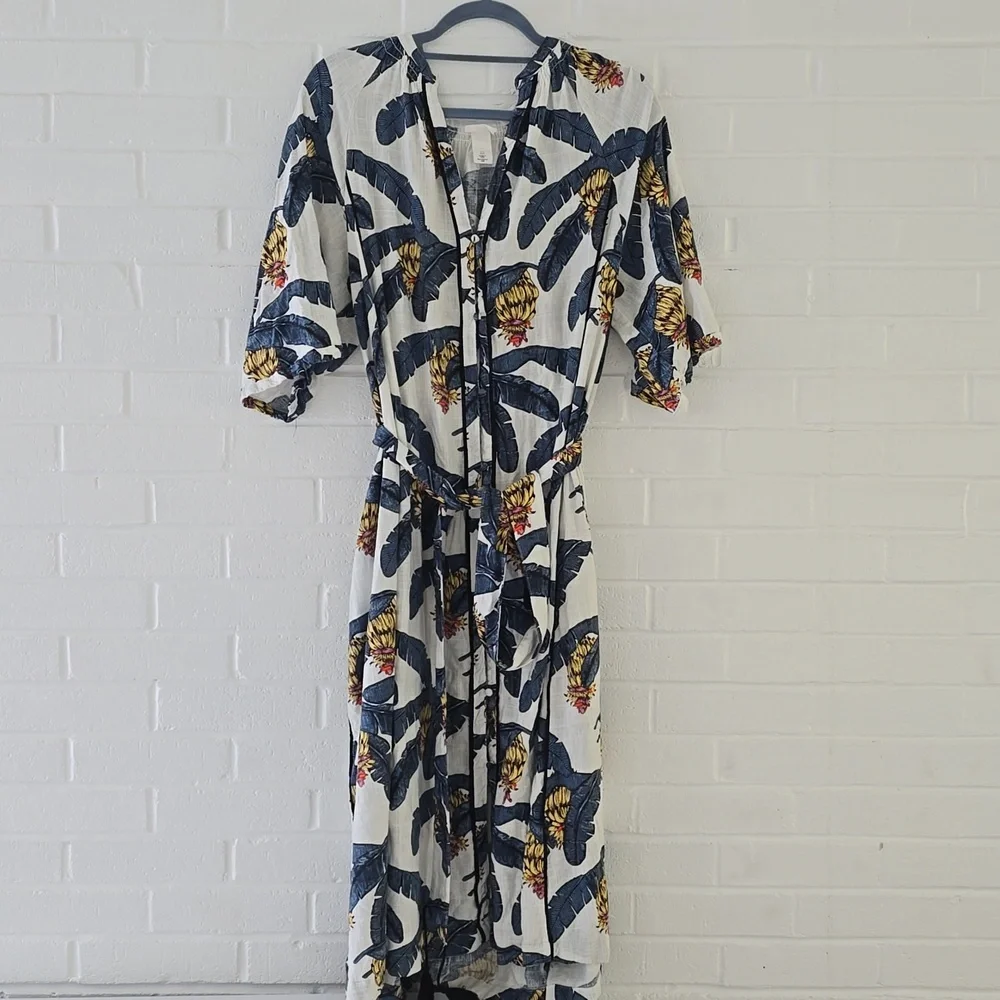 Desmond & Dempsey X H&M Banana Leaves Tropical Maxi Dress Size L - Picture 2 of 12